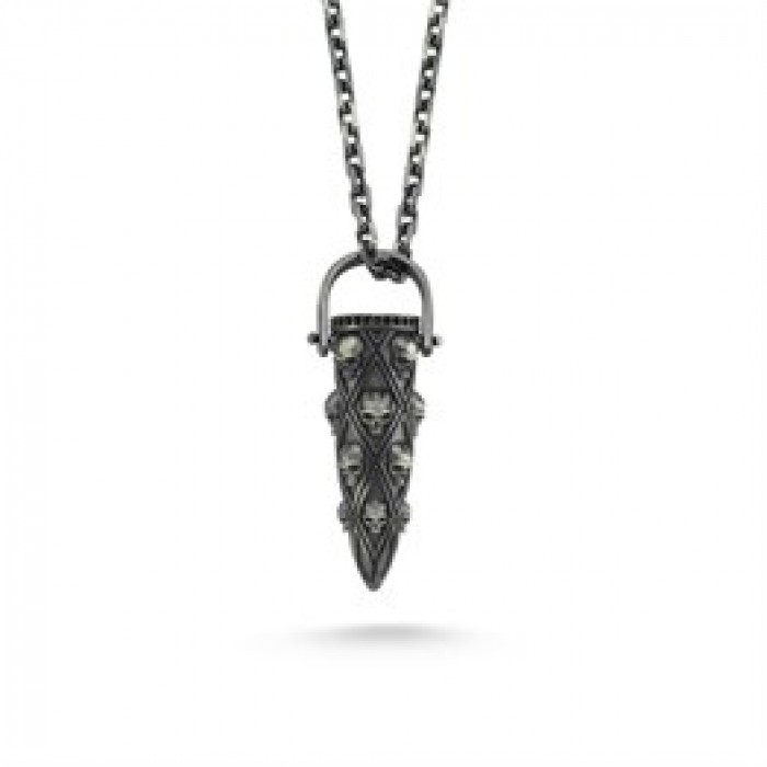 Skull Bullet Form Silver Necklace